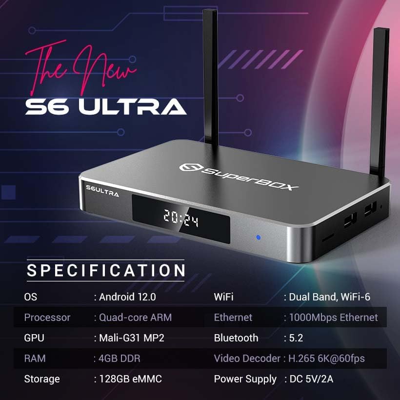 SuperBox S6 Ultra 4GBRAM 128GB Storage